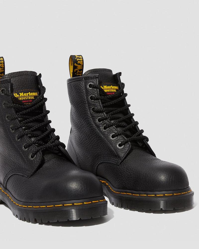 Black Men's Dr Martens Icon 7B10 Leather Steel Toe Ankle Boots | CA 442DFM